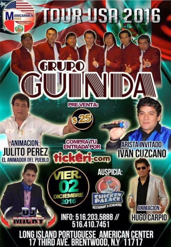 Event - Grupo Guinda en concierto - Brentwood, New York - December 2, 2016 | concert tickets