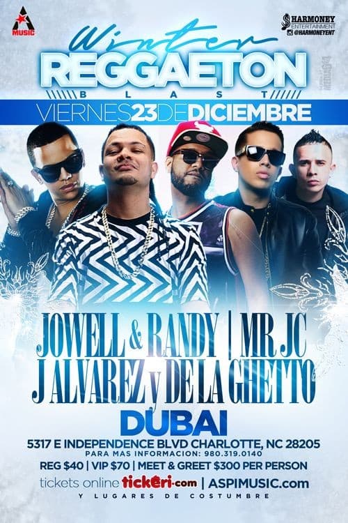 Event - WINTER REGGAETON BLAST: CHARLOTTE - DE LA GHETTO / J ALVAREZ / JOWELL & RANDY - Charlotte, North Carolina - December 23, 2016 | concert tickets