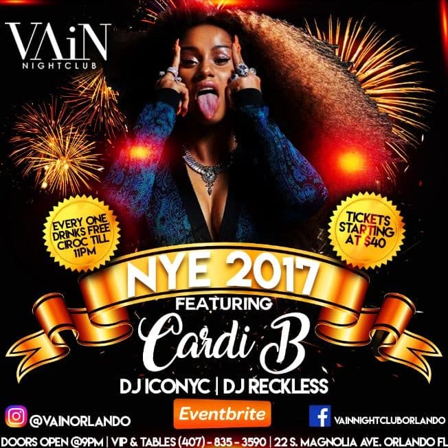 Event - CARDI B LIVE NEW YEARS EVE @VainORLANDO - Orlando, Florida - December 31, 2016 | concert tickets