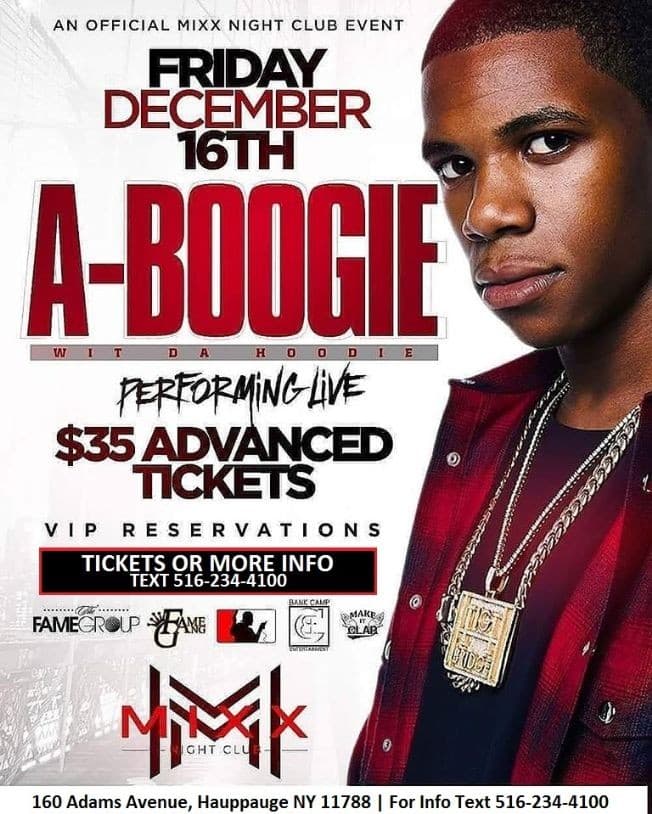 Event - A Boogie Wit Da Hoodie Performing Live at Club Mixx (Long Island) - Hauppauge, New York - December 16, 2016 | concert tickets