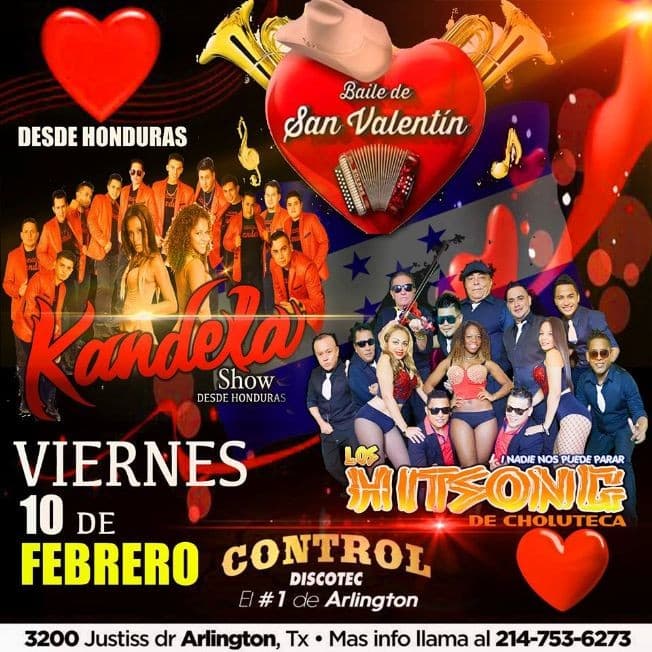 Event - Baile de San Valentin con Kandela Show & Los Hitsong de Choluteca - Arlington, Texas - February 10, 2017 | concert tickets