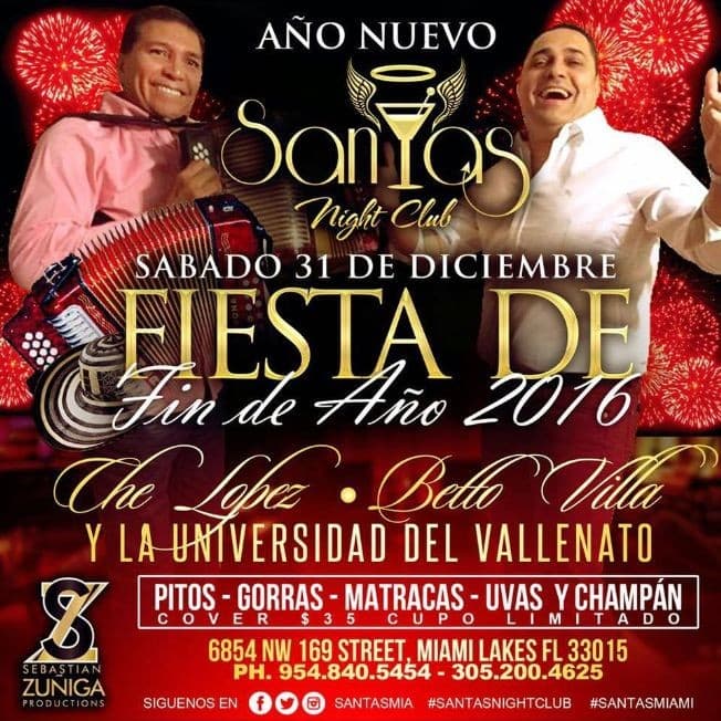 Event - Fiesta de Fin de Año con Betto Villa y Che Lopez en Miami Lakes FL - Hialeah, Florida - December 31, 2016 | concert tickets