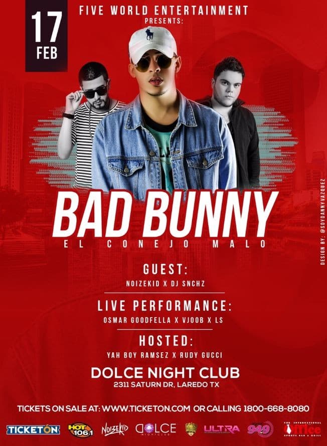 Event - Bad bunny El Conejo Malo - Laredo, Texas - February 17, 2017 | concert tickets