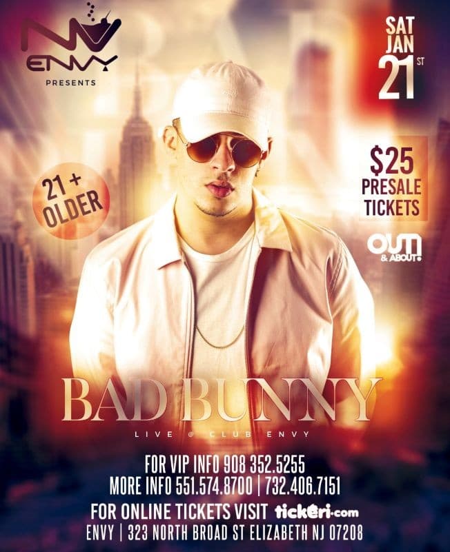 Event - Bad Bunny Live! @ Envy NightClub - Elizabeth, New Jersey - January 21, 2017 | concert tickets