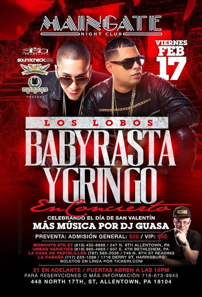 Event - Baby Rasta y Gringo - Allentown, Pennsylvania - February 17, 2017 | concert tickets