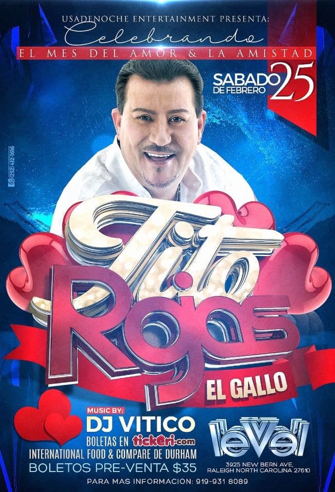 Event - TITO ROJAS  "El Gallo" en Concierto - Raleigh, North Carolina - February 25, 2017 | concert tickets