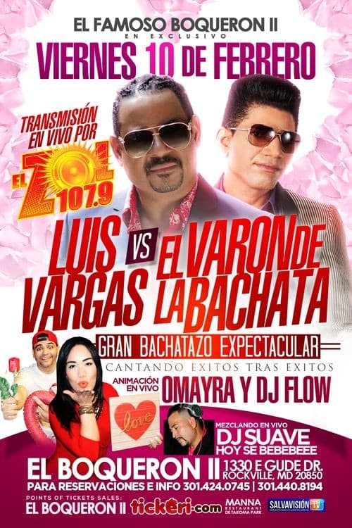 Event - Luis Vargas vs El Varon de La Bachata - Rockville, Maryland - February 10, 2017 | concert tickets