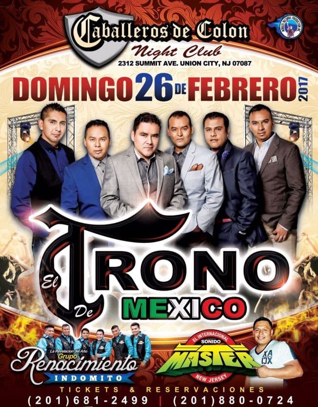 Event - El Trono de Mexico CANCELED - Union City, New Jersey - February 26, 2017 | concert tickets