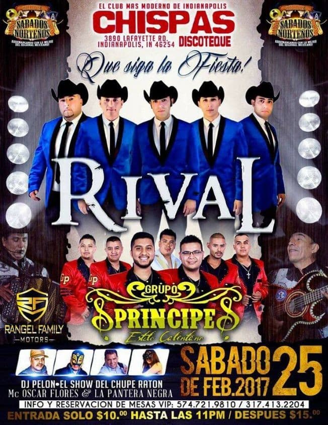 Event - Rival y Grupo Principe en Indianapolis - Indianapolis, Indiana - February 25, 2017 | concert tickets