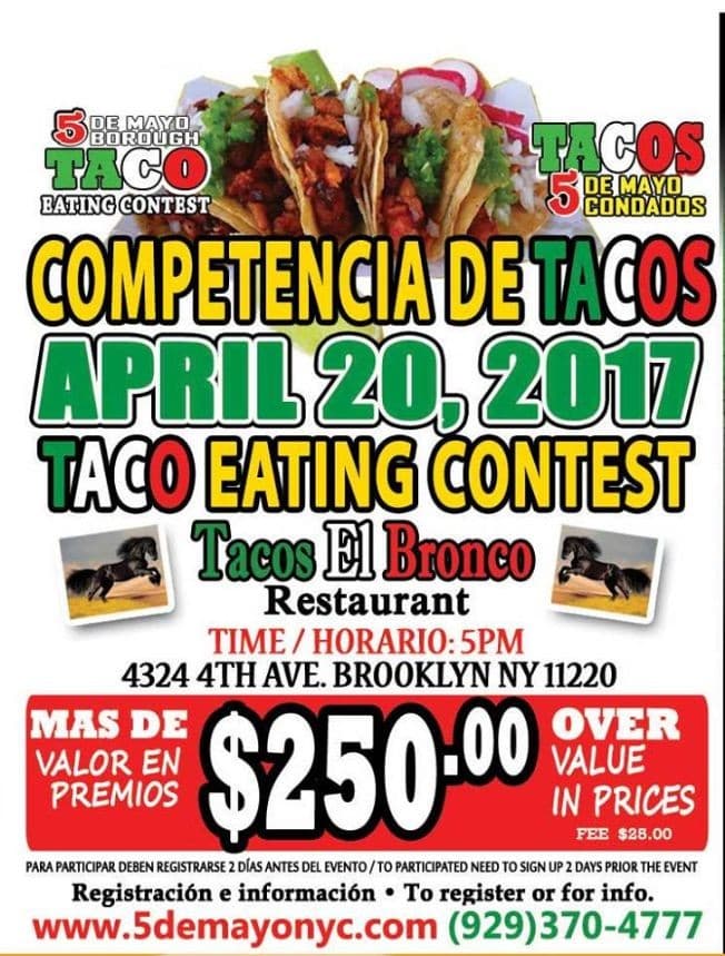 Event - Competencia de comer tacos Cinco de Mayo - Brooklyn, New York - April 20, 2017 | concert tickets