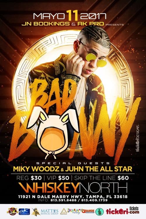 Event - Bad Bunny, Miky Woodz & Juhn El All Star at Whiskey North - Tampa, Florida - May 11, 2017 | concert tickets