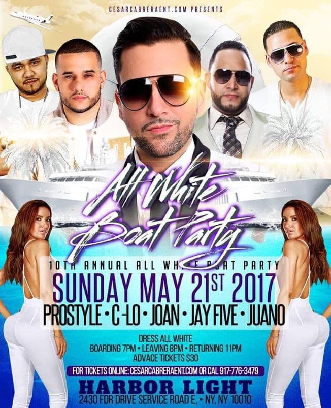 Event - ALL WHITE BOAT PARTY SUN. MAY 21 - New York, New York - May 21, 2017 | concert tickets