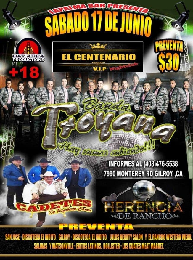 Event - Banda Troyana & Cadetes de Rigoberto Cantu en Gilroy,CA - Gilroy, California - June 17, 2017 | concert tickets