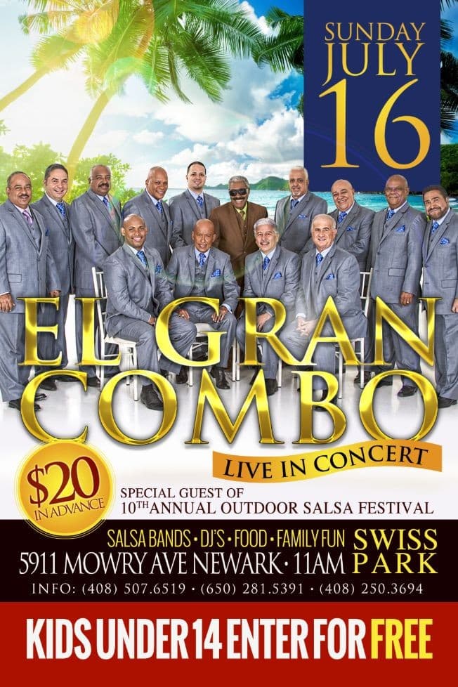 Event - El Gran Combo De Puerto Rico en Concierto @ 10th Salsa in the Park - Newark, California - July 16, 2017 | concert tickets