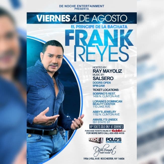 Event - Frank Reyes En Vivo - Rochester, New York - 4 de agosto de 2017 | concert tickets