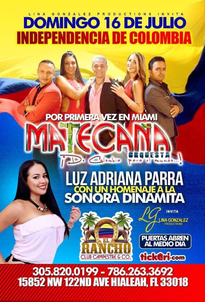 Event - Matecana Orquesta y Luz Adriana Parra en Hialeah FL - Hialeah, Florida - July 16, 2017 | concert tickets