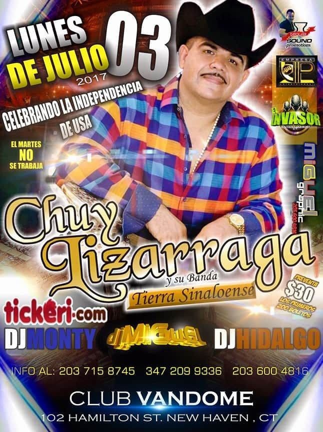 Event - Chuy Lizarraga y su Banda Tierra Sinaloense en New Haven,CT - New Haven, Connecticut - July 3, 2017 | concert tickets