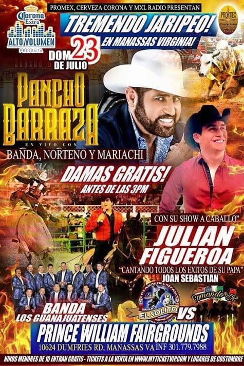 Event - Tremendo Jaripeo con Pancho Barraza, Julian Figueroa y mas en Manassas VA - Manassas, Virginia - July 23, 2017 | concert tickets