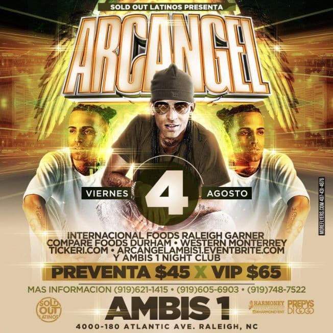 Event - ARCANGEL "La Maravilla"en concierto - Raleigh, North Carolina - August 4, 2017 | concert tickets