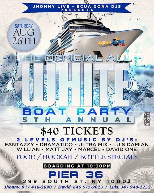 Event - THE OFFICIAL ALL WHITE BOAT PARTY - NY, New York - August 26, 2017 | concert tickets