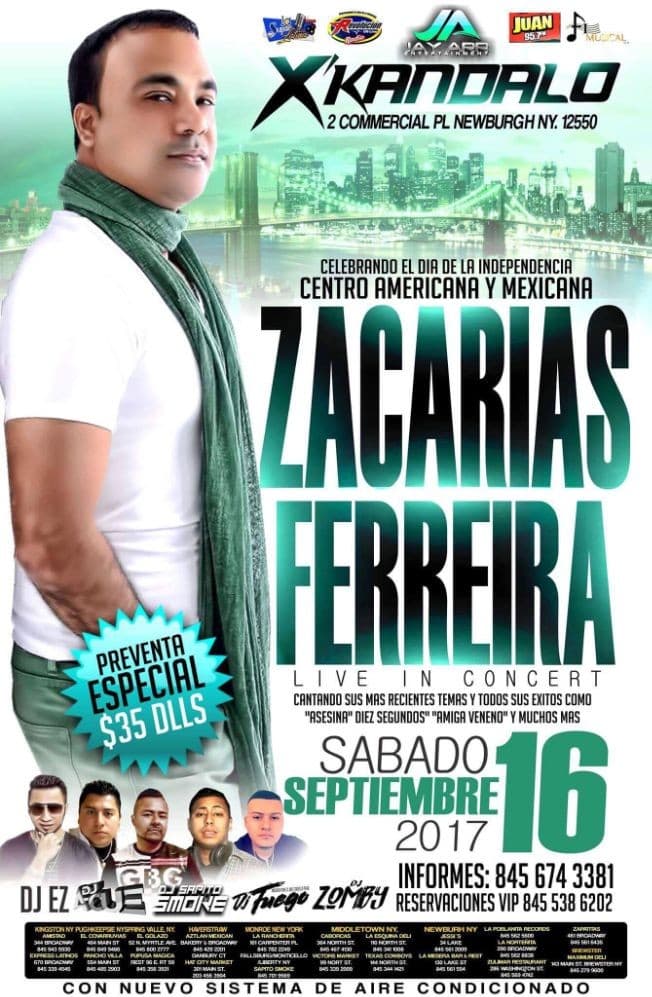 Event - Zacarias Ferreira en Newburgh NY - Newburgh, New York - September 16, 2017 | concert tickets