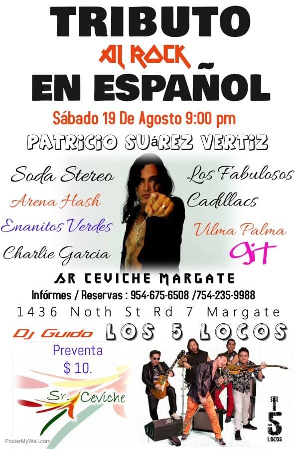 Event - TRIBUTO AL ROCK EN ESPAÑOL - Margate, Florida - August 19, 2017 | concert tickets