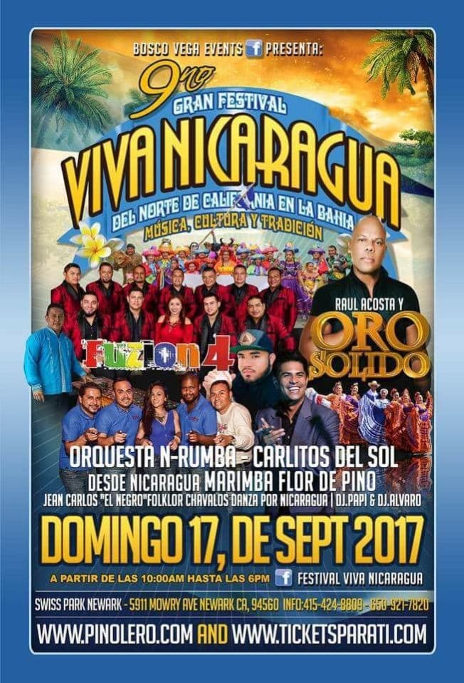 Event - 9no Gran Festival Viva Nicaragua en Newark CA - Newark, California - September 17, 2017 | concert tickets