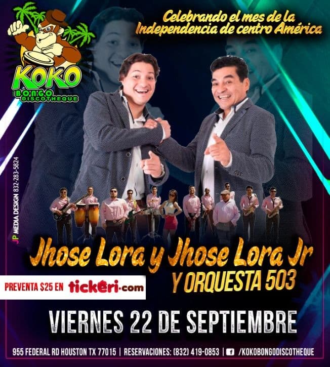 Event - Jhose Lora y Jhose Lora Jr. y Orquesta 503 - Houston, Texas - September 22, 2017 | concert tickets