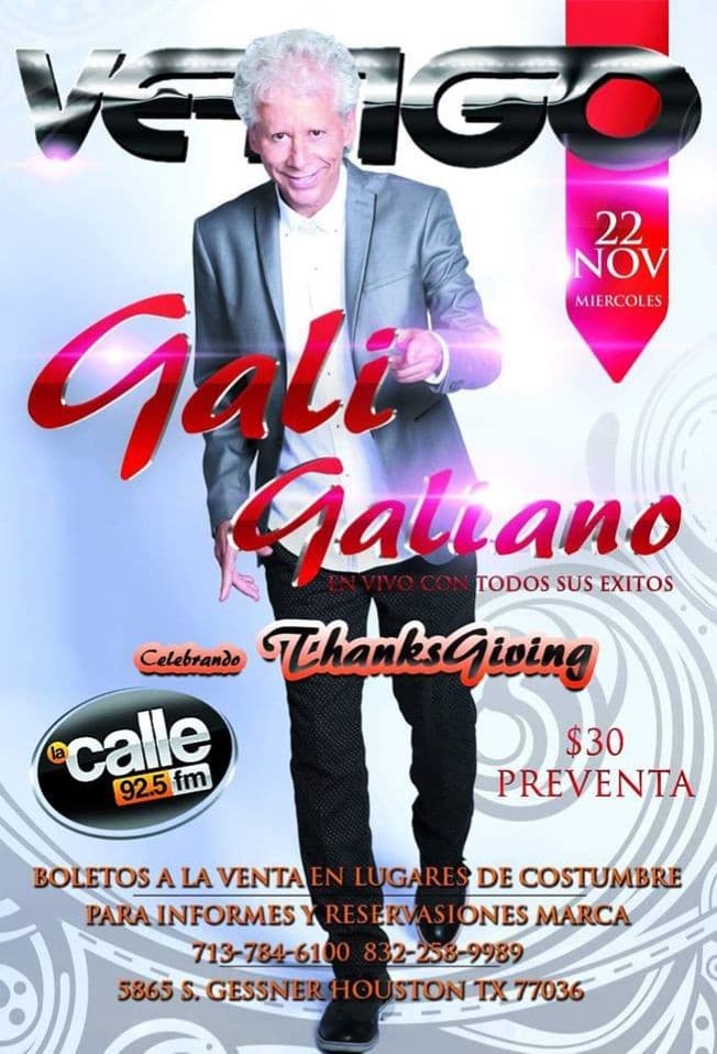 Event - Galy Galiano en Houston TX-POSTPONED - Houston, Texas - November 22, 2017 | concert tickets