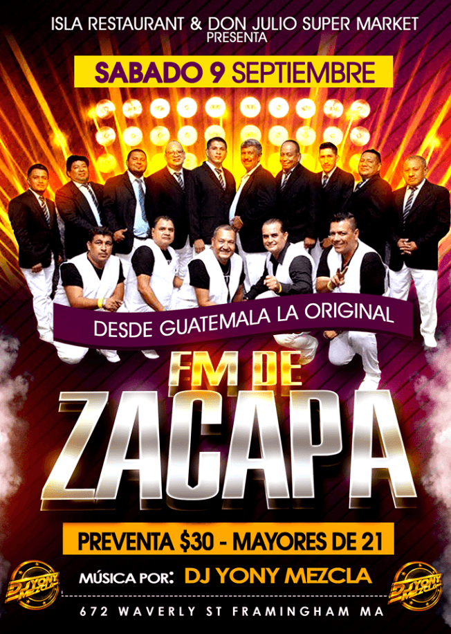 Event - LA ORIGINAL FM DE ZACAPA - Framingham, Massachusetts - 9 de septiembre de 2017 | concert tickets