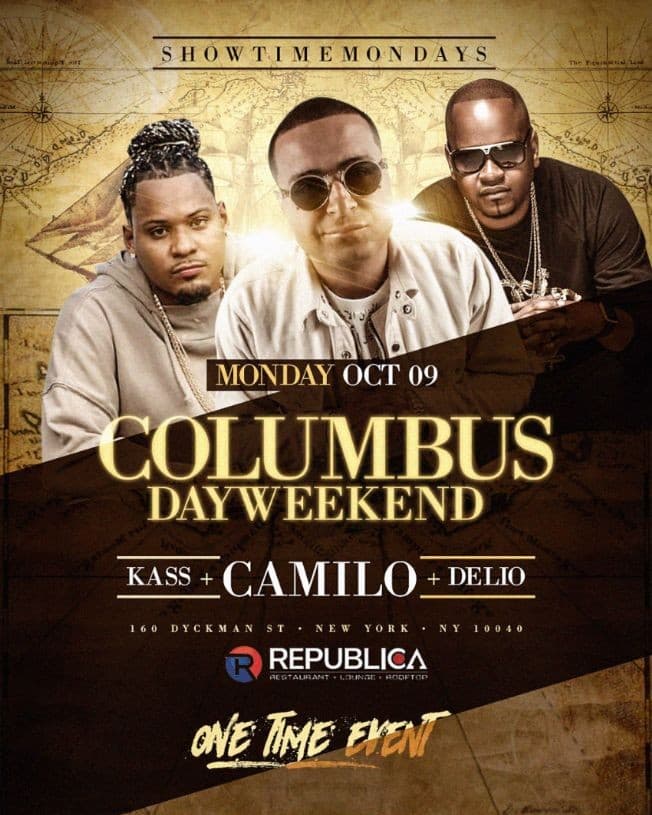 Event - Columbus Day Weekend DJ Camilo Live At Republica - New York, New York - October 9, 2017 | concert tickets