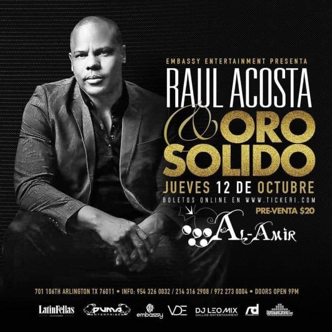 Event - Raul Acosta y Oro Solido - Dallas - Arlington, Texas - October 12, 2017 | concert tickets