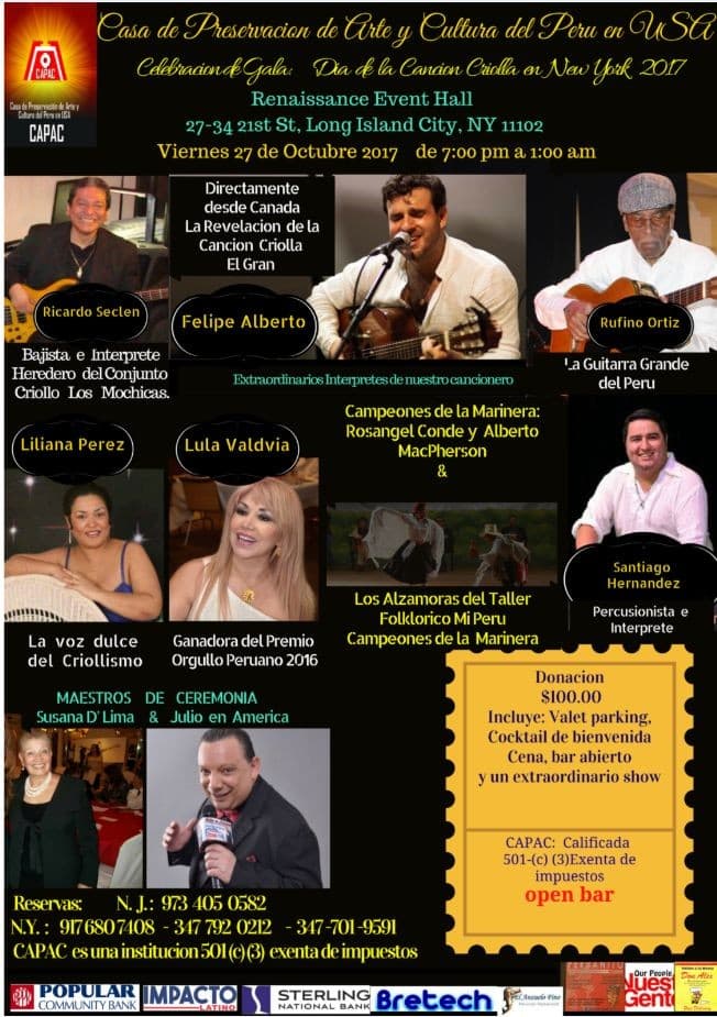 Event - Dia de la Cancion Criolla in New York 2017 - LIC Astoria, New York - October 27, 2017 | concert tickets