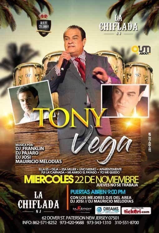 Event - TONY VEGA Y SU ORQUESTA - Paterson, New Jersey - November 22, 2017 | concert tickets