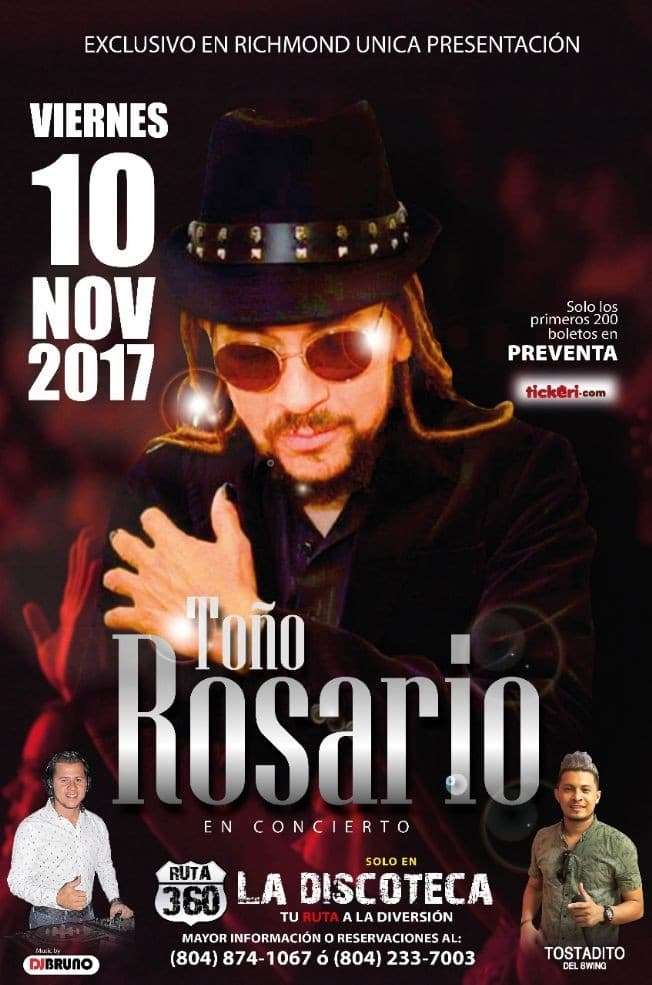 Event - Toño Rosario en Richmond,VA - Richmond, Virginia - November 10, 2017 | concert tickets