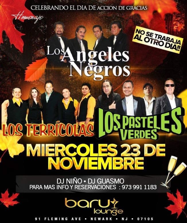 Event - LOS TERRICOLAS - LOS ANGELES NEGROS - LOS PASTELES VERDES (Homenaje) - Newark, New Jersey - November 22, 2017 | concert tickets