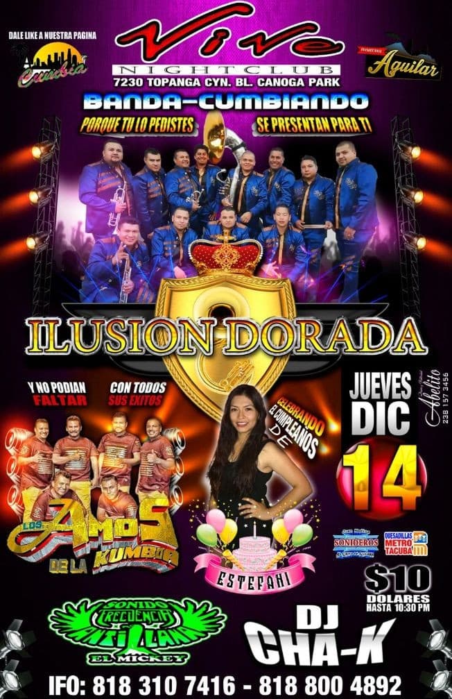 Event - Banda Cumbiando, Banda Ilusion Dorada & Los Amos de La Cumbia en Canoga Park,CA - Los Angeles, California - December 14, 2017 | concert tickets