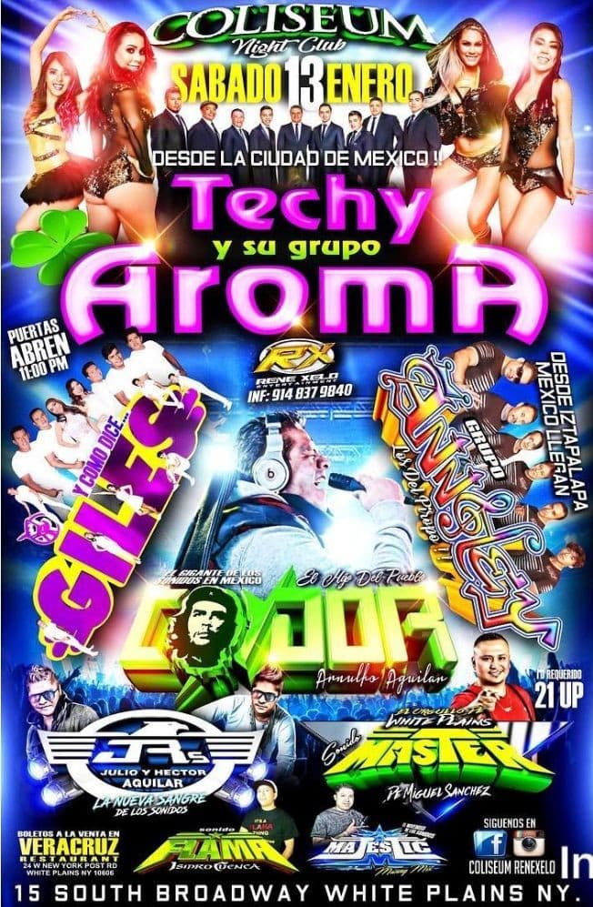 Event - Techy y su grupo Aroma, Sonido Condor, y como dice Giles y mas en White Plains NY - White Plains, New York - January 13, 2018 | concert tickets