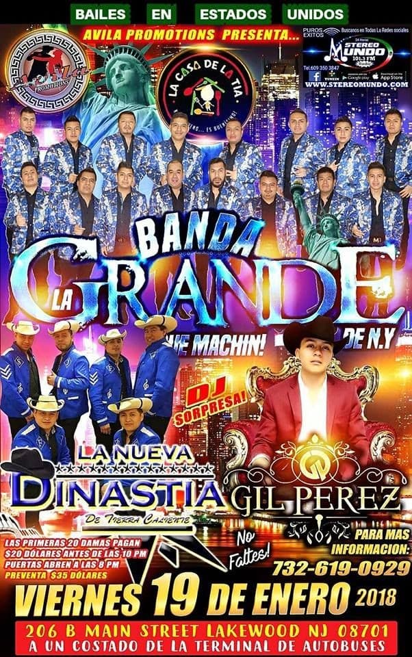 Event - Banda Grande, La Nueva Dinastia y mas en Lakewood NJ - Lakewood Township, New Jersey - January 19, 2018 | concert tickets