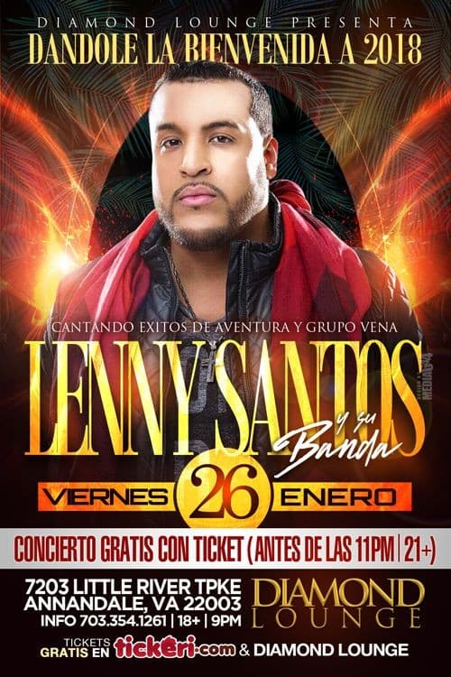 Event - Lenny Santos en Annandale,VA - Annandale, Virginia - January 26, 2018 | concert tickets