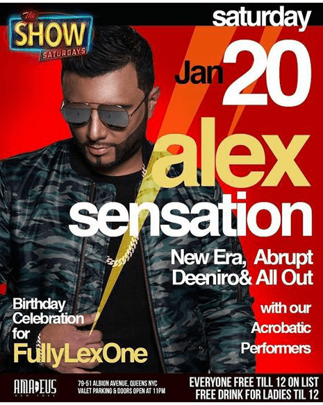 Event - The Show Saturdays Alex Sensation Live At Amadeus Nightclub - Queens, New York - January 20, 2018 | concert tickets