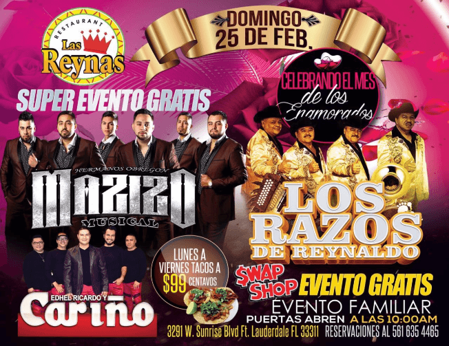 Event - Mazizo Musical, Los Razos y Carino - Fort Lauderdale, Florida - February 25, 2018 | concert tickets