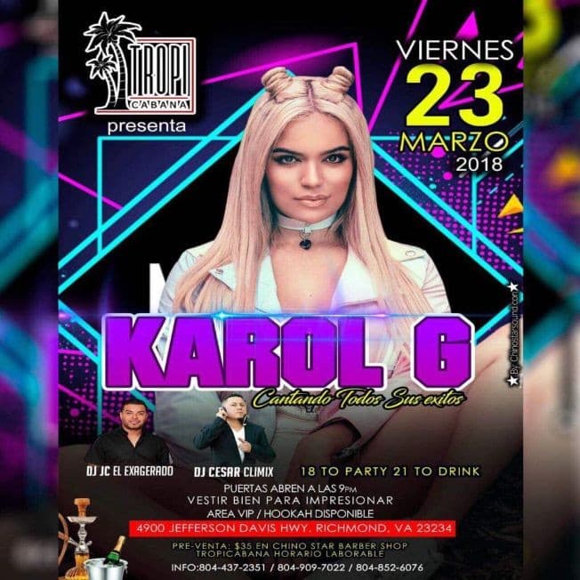 Event - Karol G en Concierto - Richmond, Virginia - March 23, 2018 | concert tickets