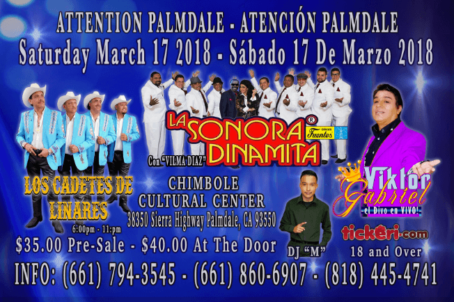 Event - "LA SONORA DINAMITA" EN PALMDALE - Palmdale, California - March 17, 2018 | concert tickets