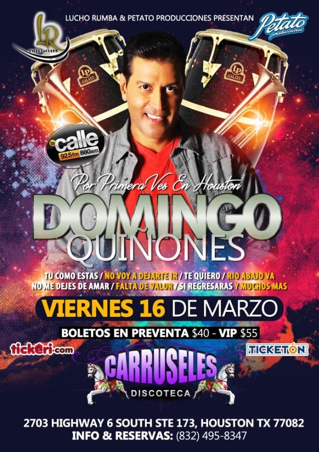 Event - DOMINGO QUIÑONES - Houston, Texas - March 16, 2018 | concert tickets