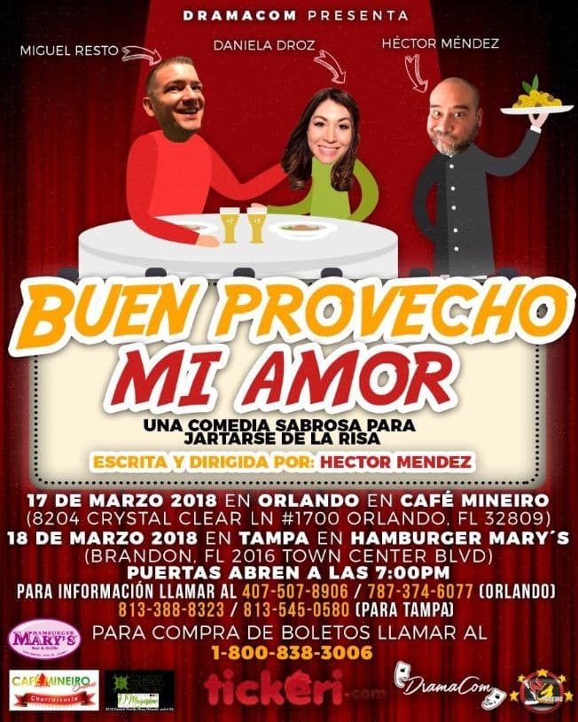 Event - "Buen Provecho Mi Amor" en Orlando,FL - Orlando, Florida - March 17, 2018 | concert tickets