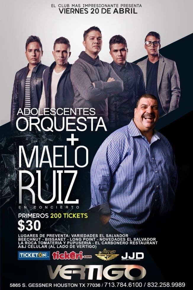 Event - Maelo Ruiz & Orquesta Adolescentes en Houston,TX - Houston, Texas - April 20, 2018 | concert tickets