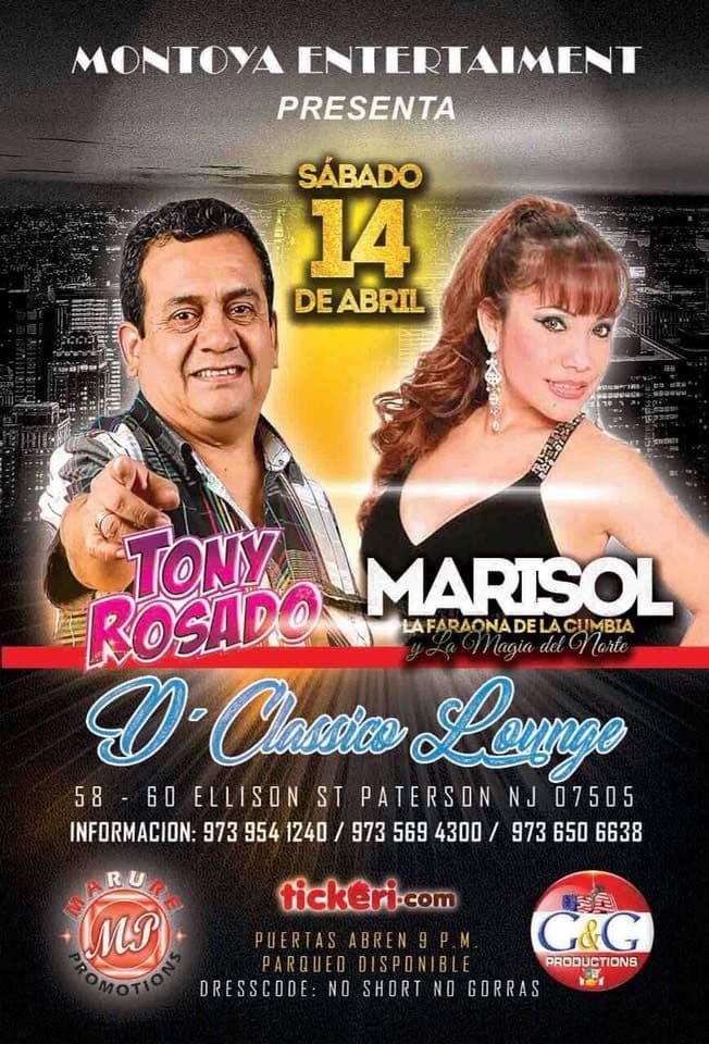 Event - Marisol y La Magia del Norte con invitado especial Tony Rosado - Harrison, New Jersey - April 14, 2018 | concert tickets