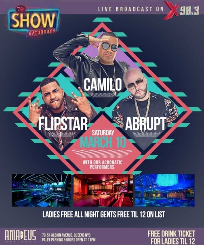 Event - Show Saturdays DJ Camilo Live At Amadeus Nightclub - Queens, New York - March 10, 2018 | concert tickets