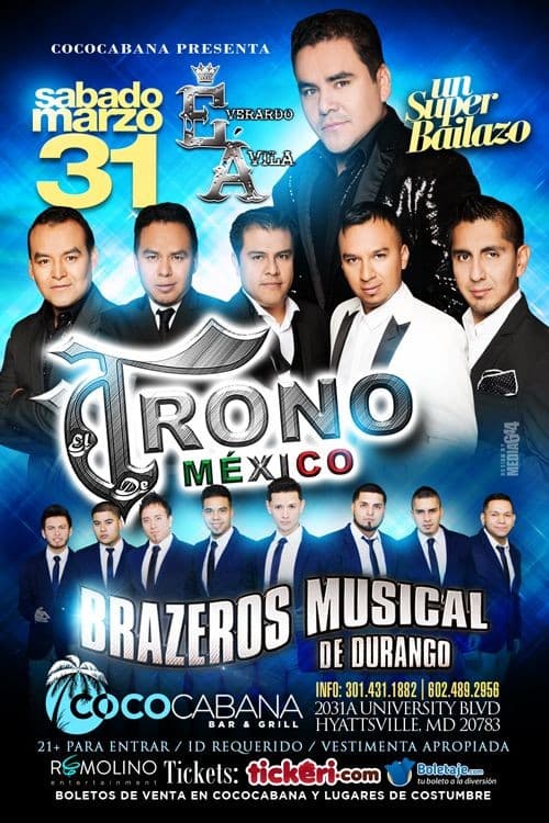 Event - El Trono de Mexico & Brazeros Musical de Durango. - Adelphi, Maryland - March 31, 2018 | concert tickets